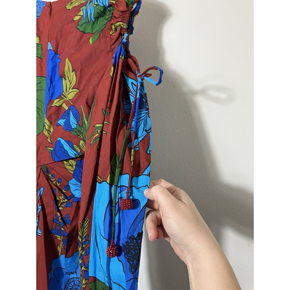 NEWFarm Rio Maxi Long Sleeve V Neck Dress Sz XS Floral Cold Sholder Boho Casual - Picture 8 of 14
